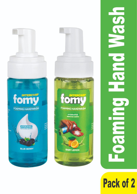 INTERCORP FOMY Antibacterial Soft Refreshing Foam Hand Wash, 160 ml Each (BlueBerry & Baby Lemon - Pack of 2)