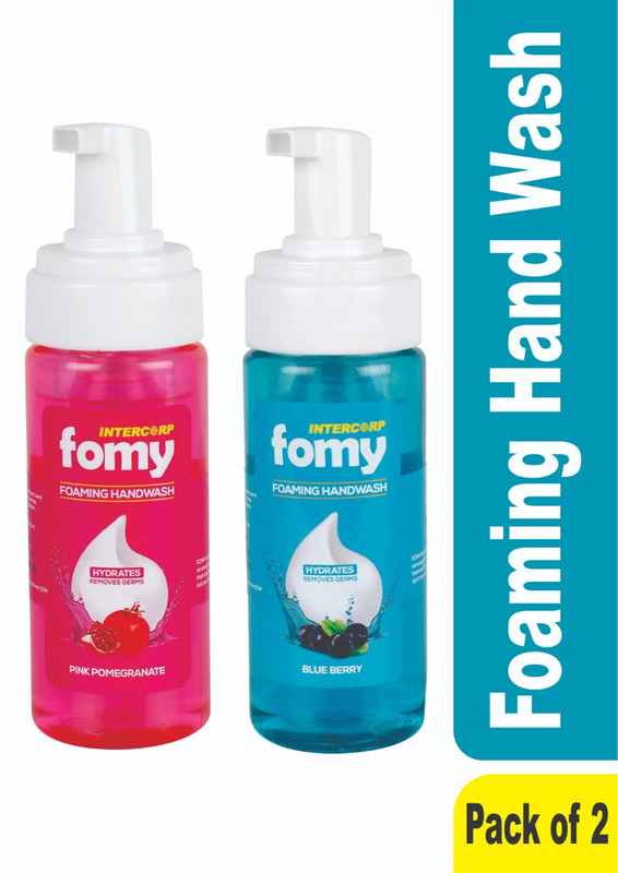 INTERCORP FOMY Antibacterial Soft Refreshing Foam Hand Wash, 160 ml Each (Pink Pomegranate & Blueberry - Pack of 2)