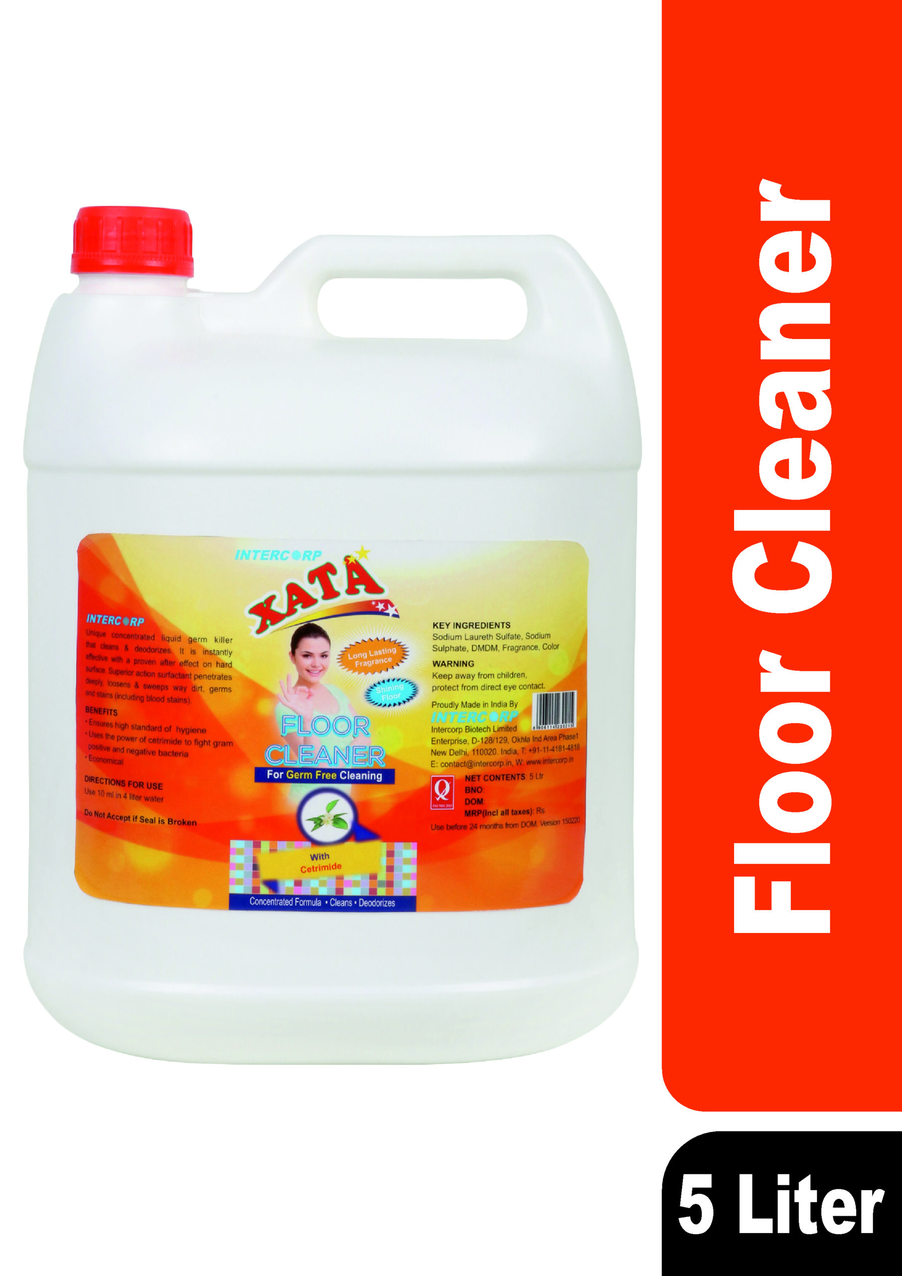 INTERCORP XATA Disinfectant Floor Cleaner, 5 Liter Jumbo Saver Pack