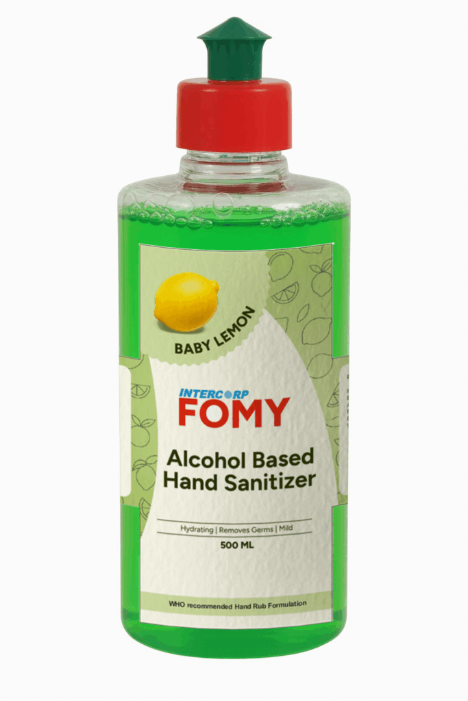 INTERCORP FOMY 75% Isopropyl Alcohol-based Hand Rub Sanitizer and Disinfectant, 500 ml (Lemon)