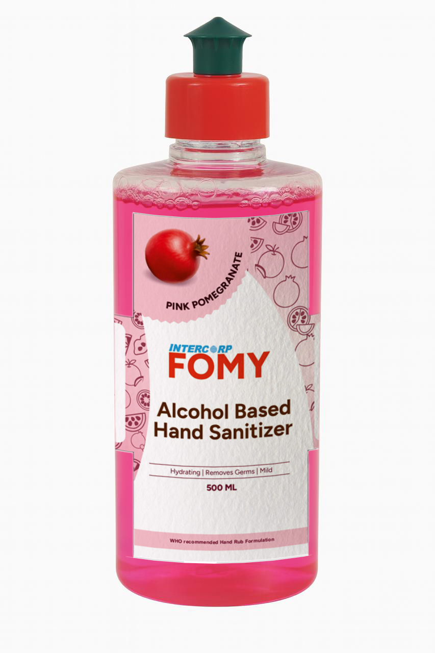 INTERCORP FOMY 75% Isopropyl Alcohol-based Hand Rub Sanitizer and Disinfectant, 500 ml (Pomegranate)
