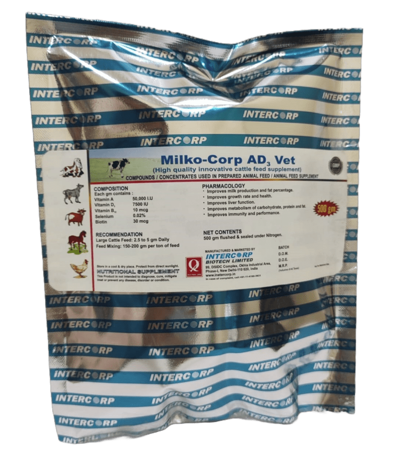 INTERMIX - MILKOCORP AD3 VET - 500 GM POUCH - POWDER
