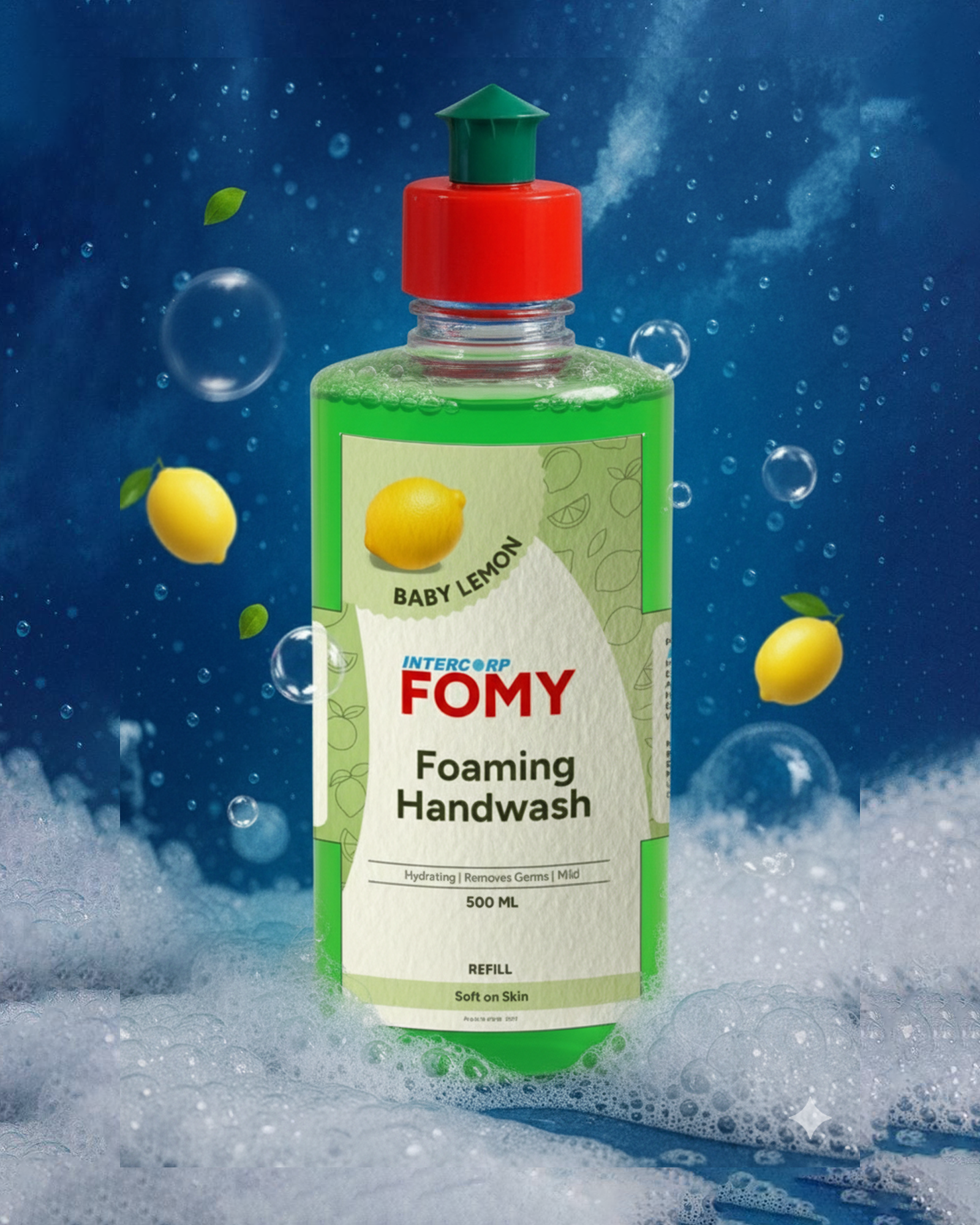 INTERCORP FOMY Antibacterial Soft Refreshing Foaming Hand Wash Refill, 500 ml (Lemon), Lifestyle