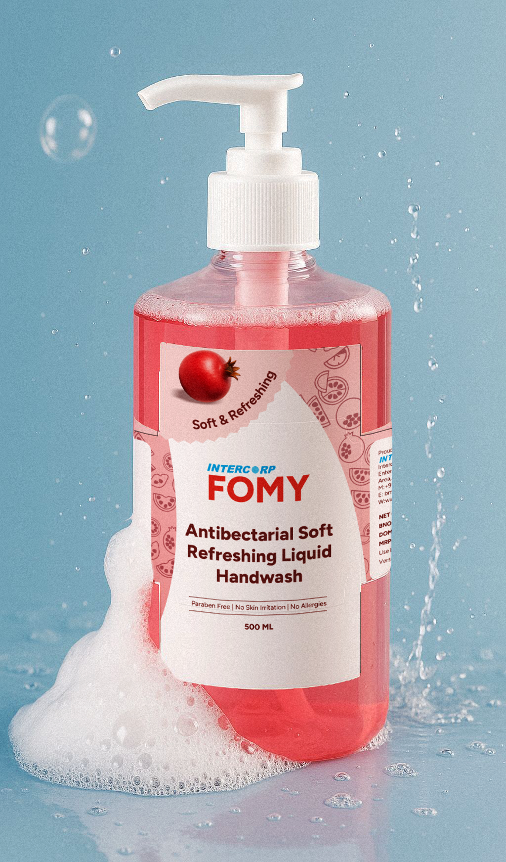 INTERCORP FOMY Antibacterial Soft Refreshing Liquid Hand Wash, 500 ml, Lifestyle