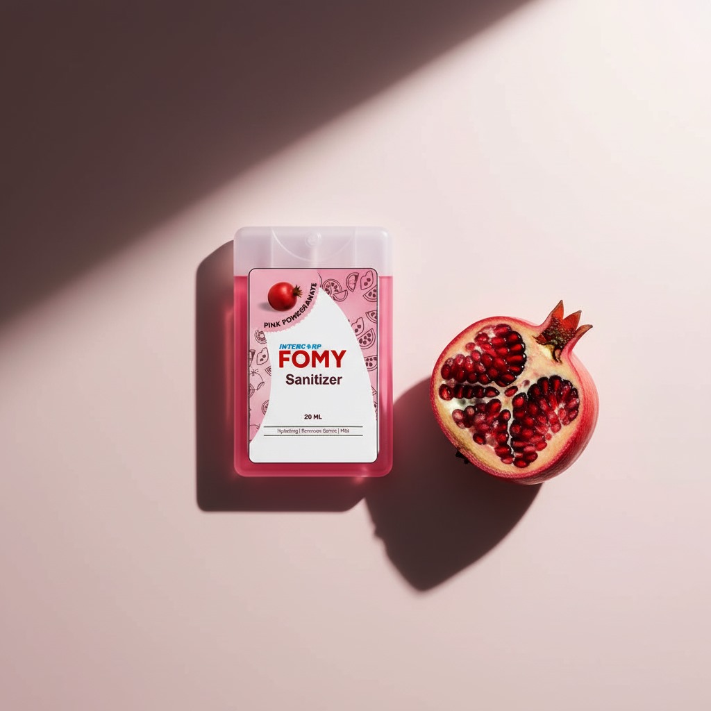 INTERCORP FOMY Alcohol-based Hand Rub Sanitizer and Disinfectant Pocket Spray, 20 ml (Pomegranate), Lifestyle